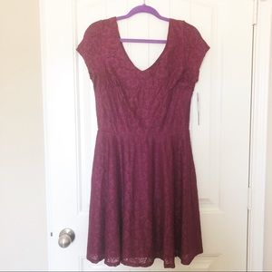 My Michelle Lace V Neck Short Sleeve Dress